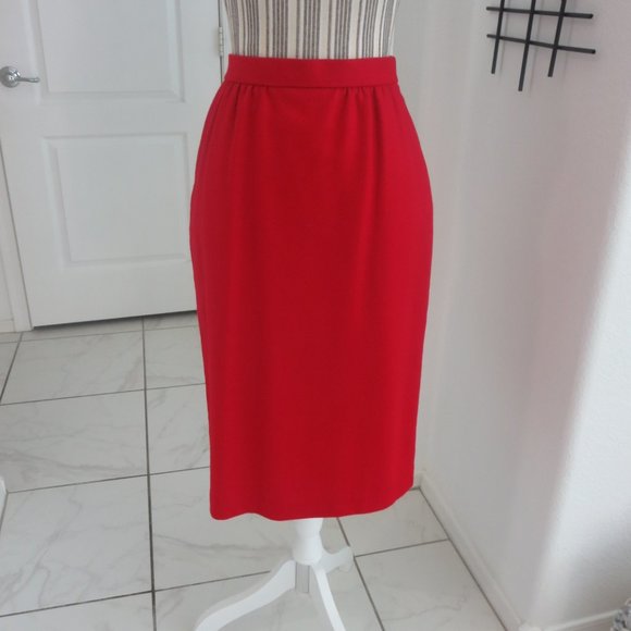 Koret Skirts Pristine Vintage True Red 0 Wool Pencil Skirt Pockets